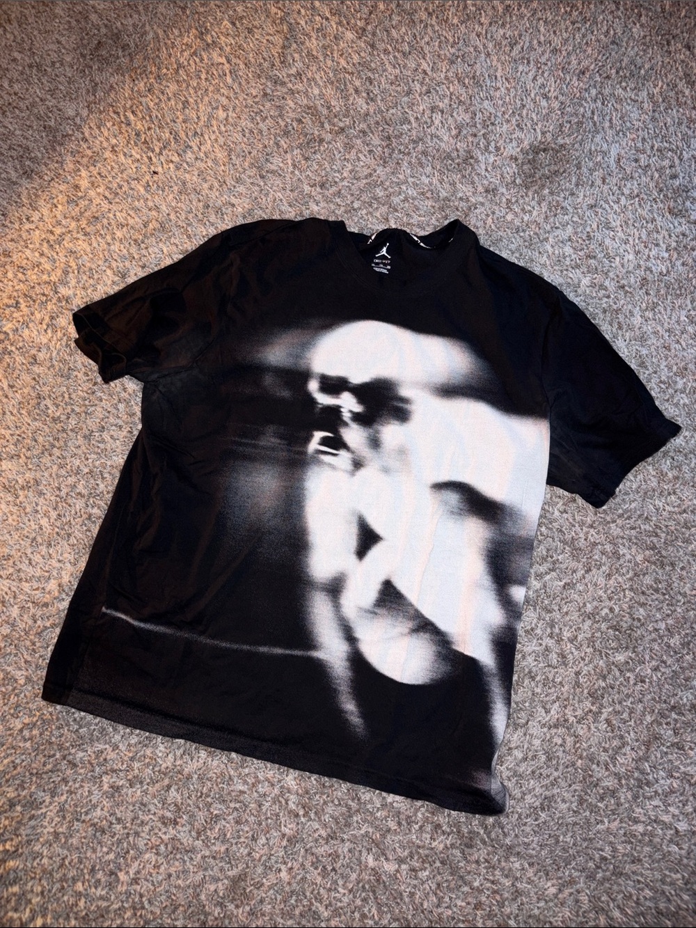 Nike Black Short-Sleeve Crew Tee with White Blurred Graphic